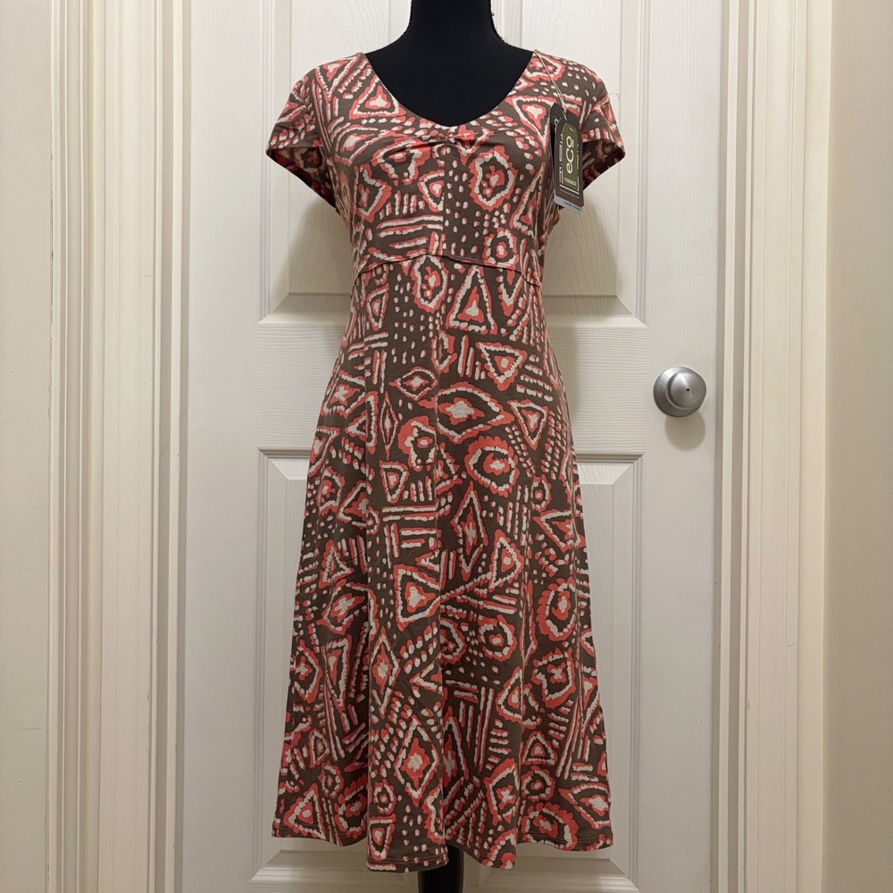 NEW Toad & Co Rosemarie Dress M Organic Cotton Falcon Brown Samba Eco Friendly